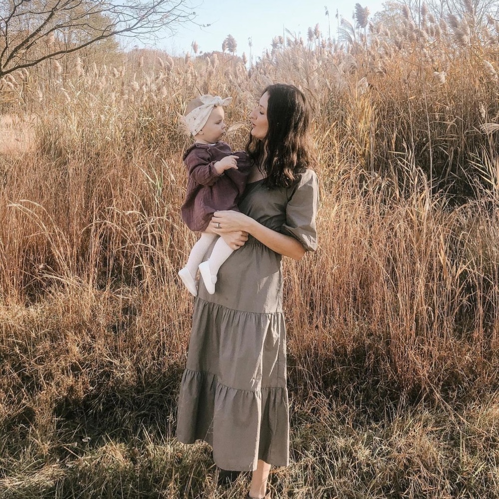 Olive green midi dress